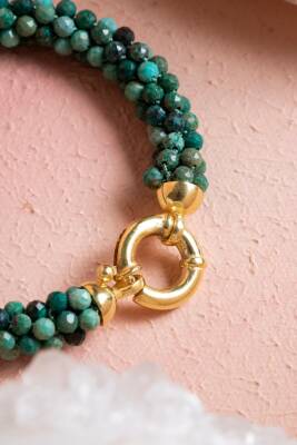 Sertifikalı El İşçiliği Örme Krizokol Gümüş Kapama Bileklik (SK:105) - 3