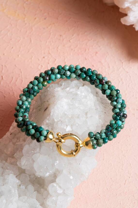 Sertifikalı El İşçiliği Örme Krizokol Gümüş Kapama Bileklik (SK:105) - 4