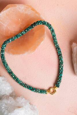 Sertifikalı El İşçiliği Örme Krizokol Gümüş Kapama Kolye (SK:104) - Osmanlı Doğal Taş