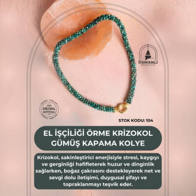 Sertifikalı El İşçiliği Örme Krizokol Gümüş Kapama Kolye (SK:104) - 2