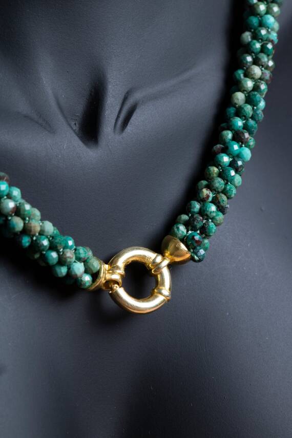 Sertifikalı El İşçiliği Örme Krizokol Gümüş Kapama Kolye (SK:104) - 4