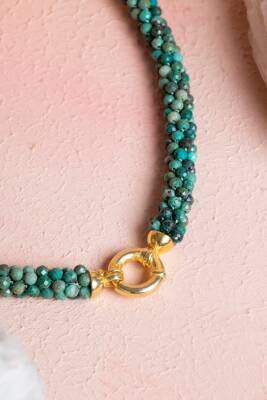 Sertifikalı El İşçiliği Örme Krizokol Gümüş Kapama Kolye (SK:104) - 5