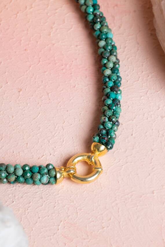 Sertifikalı El İşçiliği Örme Krizokol Gümüş Kapama Kolye (SK:104) - 5