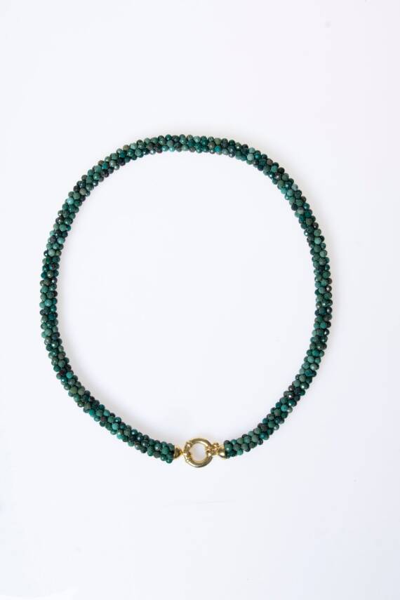 Sertifikalı El İşçiliği Örme Krizokol Gümüş Kapama Kolye (SK:104) - 6