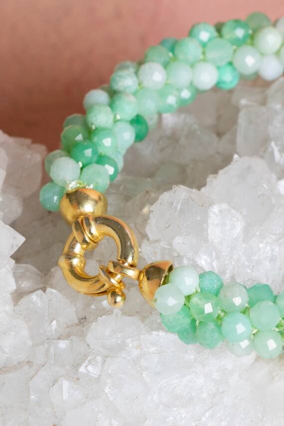 Sertifikalı El İşçiliği Örme Krizopras Gümüş Kapama Bileklik (SK:120) - 4