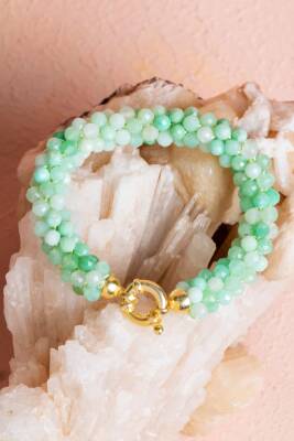 Sertifikalı El İşçiliği Örme Krizopras Gümüş Kapama Bileklik (SK:120) - 5