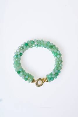 Sertifikalı El İşçiliği Örme Krizopras Gümüş Kapama Bileklik (SK:120) - 6