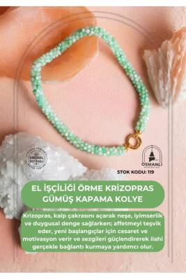 Sertifikalı El İşçiliği Örme Krizopras Gümüş Kapama Kolye (SK:119) - Osmanlı Doğal Taş