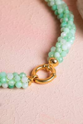 Sertifikalı El İşçiliği Örme Krizopras Gümüş Kapama Kolye (SK:119) - 5