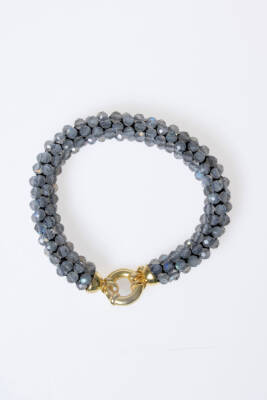 Sertifikalı El İşçiliği Örme Labradorit Gümüş Kapama Bileklik (SK:117) - 6