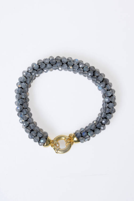 Sertifikalı El İşçiliği Örme Labradorit Gümüş Kapama Bileklik (SK:117) - 6