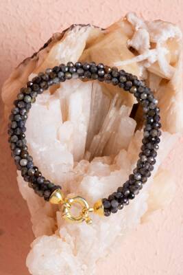 Sertifikalı El İşçiliği Örme Labradorit Gümüş Kapama Bileklik (SK:135) - 3