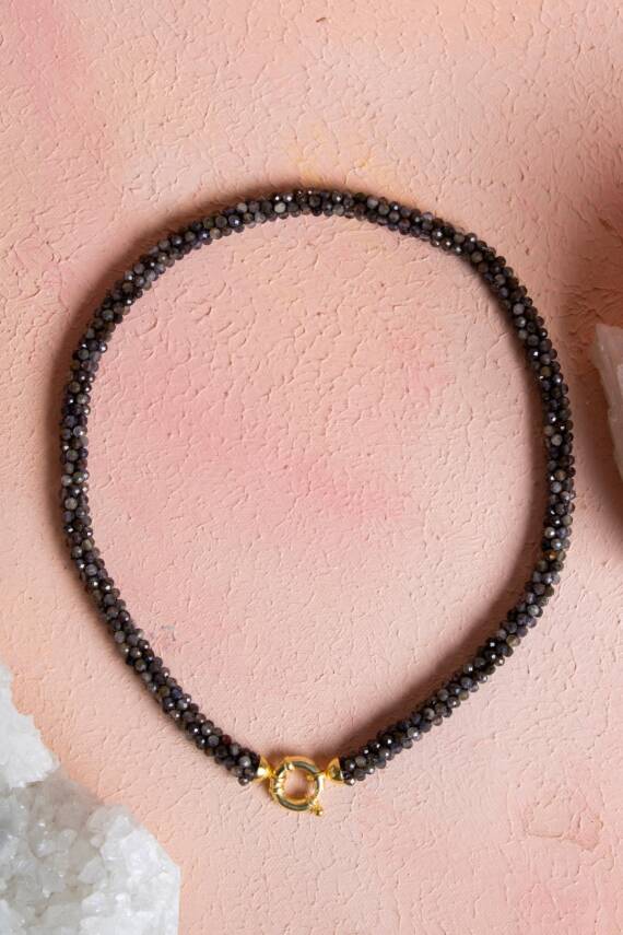 Sertifikalı El İşçiliği Örme Labradorit Gümüş Kapama Kolye (SK:134) - 1