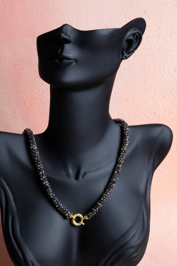 Sertifikalı El İşçiliği Örme Labradorit Gümüş Kapama Kolye (SK:134) - 2