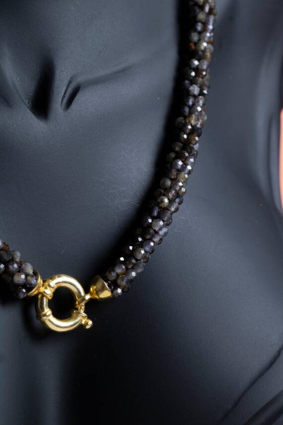 Sertifikalı El İşçiliği Örme Labradorit Gümüş Kapama Kolye (SK:134) - 3