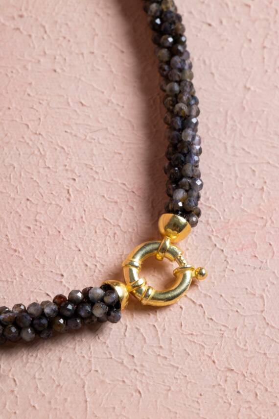 Sertifikalı El İşçiliği Örme Labradorit Gümüş Kapama Kolye (SK:134) - 4