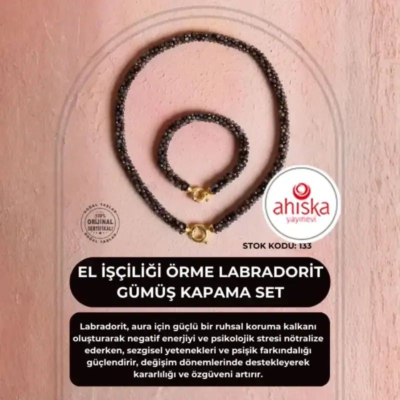 Sertifikalı El İşçiliği Örme Labradorit Gümüş Kapama Set (SK133) - 2