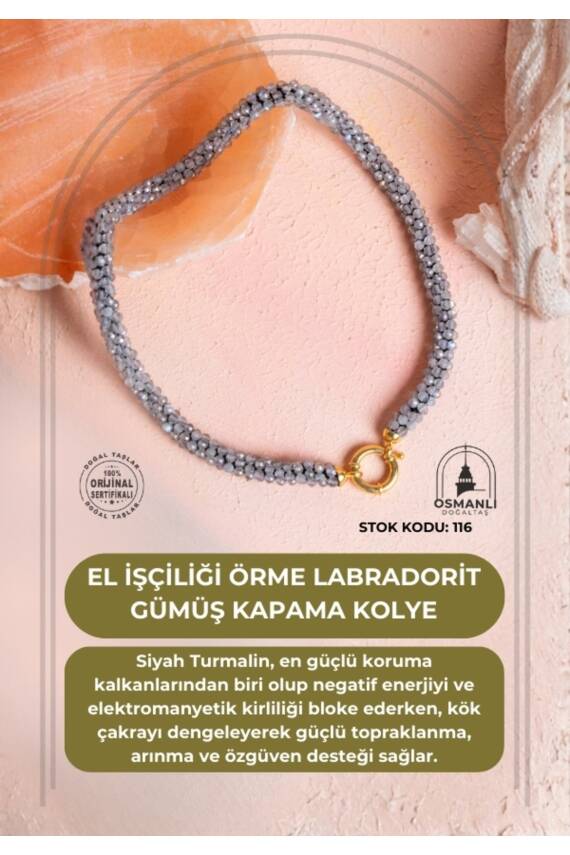 Sertifikalı El İşçiliği Örme Labradorit Kapama Kolye (SK:116) - 1