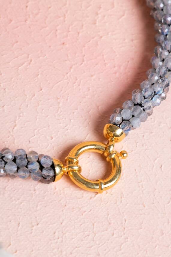 Sertifikalı El İşçiliği Örme Labradorit Kapama Kolye (SK:116) - 4