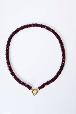 Sertifikalı El İşçiliği Örme Lal (Granat) Gümüş Kapama Kolye (SK:085) - 4