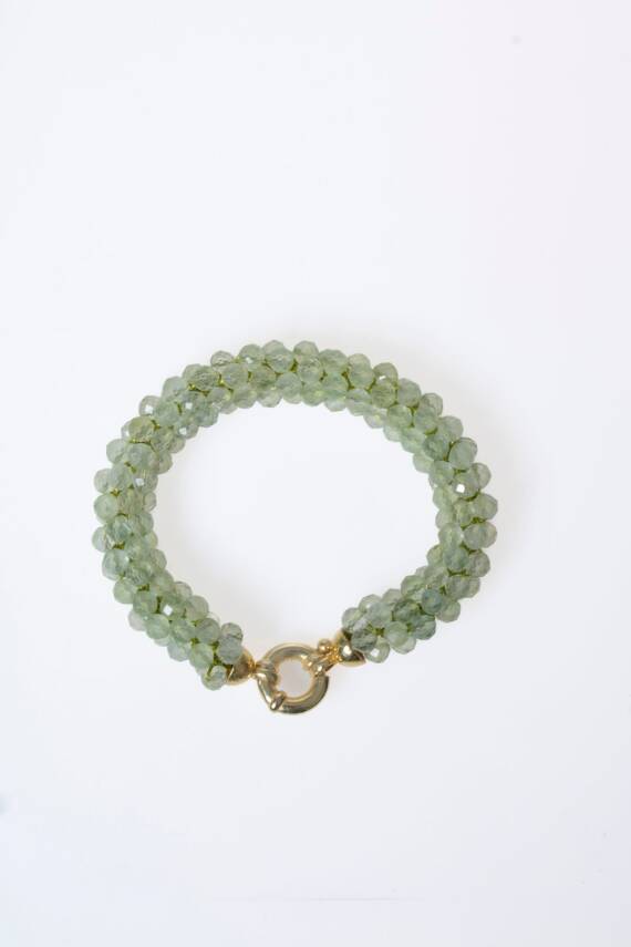 Sertifikalı El İşçiliği Örme Prehnit Gümüş Kapama Bileklik (SK:132) - 6