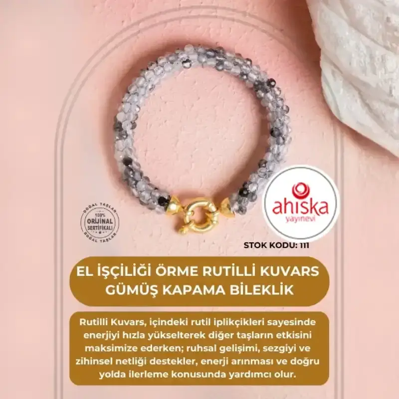 Sertifikalı El İşçiliği Örme Rutilli Kuvars Kapama Bileklik (SK111) - 2