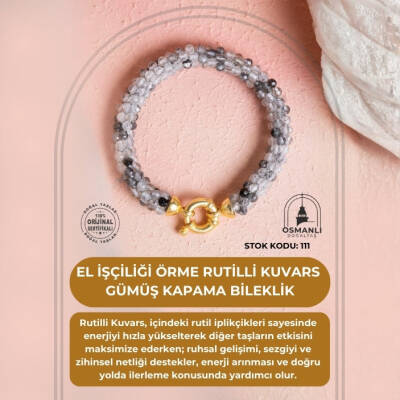 Sertifikalı El İşçiliği Örme Rutilli Kuvars Kapama Bileklik (SK:111) - 2