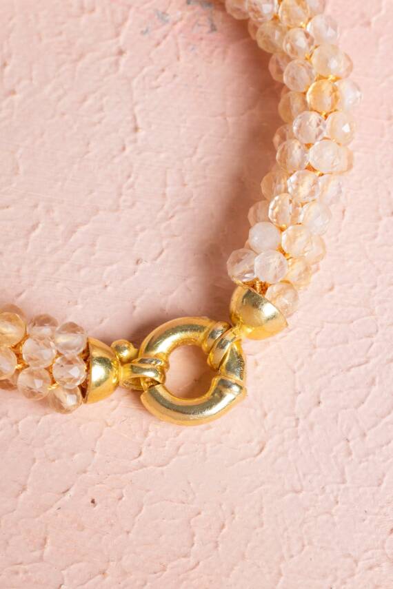 Sertifikalı El İşçiliği Örme Sitrin Gümüş Kapama Bileklik (SK:096) - 4