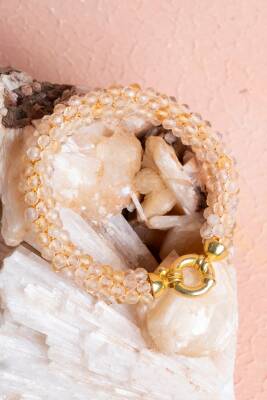 Sertifikalı El İşçiliği Örme Sitrin Gümüş Kapama Bileklik (SK:096) - 5