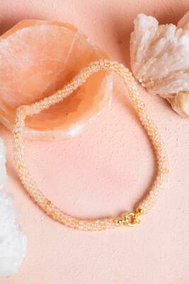 Sertifikalı El İşçiliği Örme Sitrin Gümüş Kapama Kolye (SK:095) - Osmanlı Doğal Taş