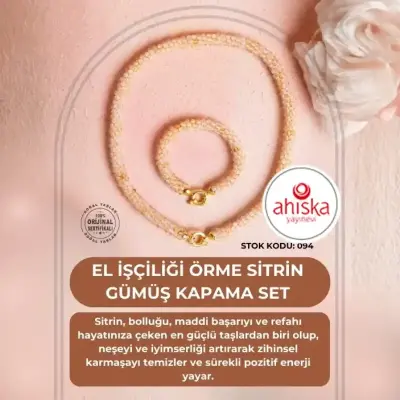Sertifikalı El İşçiliği Örme Sitrin Gümüş Kapama Set (SK094) - Doğal Taş (1)