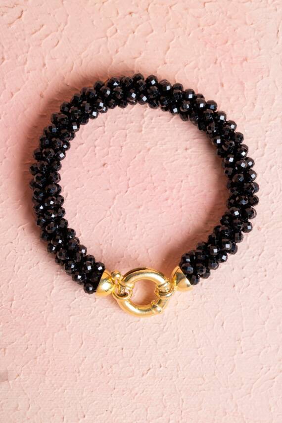 Sertifikalı El İşçiliği Örme Siyah Turmalin Kapama Bileklik (SK:114) - 2