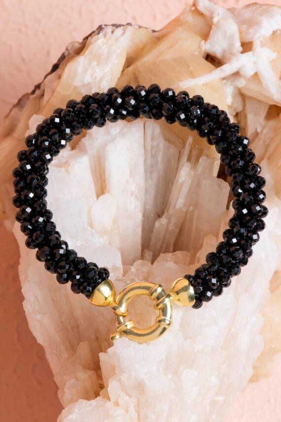 Sertifikalı El İşçiliği Örme Siyah Turmalin Kapama Bileklik (SK:114) - 3