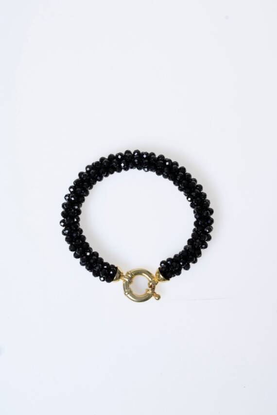 Sertifikalı El İşçiliği Örme Siyah Turmalin Kapama Bileklik (SK:114) - 5