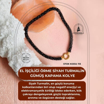 Sertifikalı El İşçiliği Örme Siyah Turmalin Kapama Kolye (SK:113) - 2