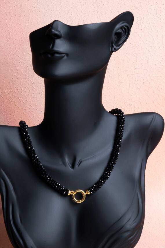 Sertifikalı El İşçiliği Örme Siyah Turmalin Kapama Kolye (SK:113) - 3