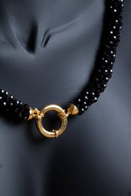 Sertifikalı El İşçiliği Örme Siyah Turmalin Kapama Kolye (SK:113) - 4