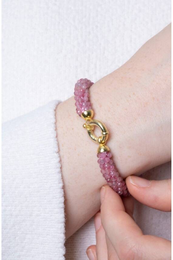 Sertifikalı El İşçiliği Örme Turmalin Gümüş Kapama Bileklik (SK:418) - 2