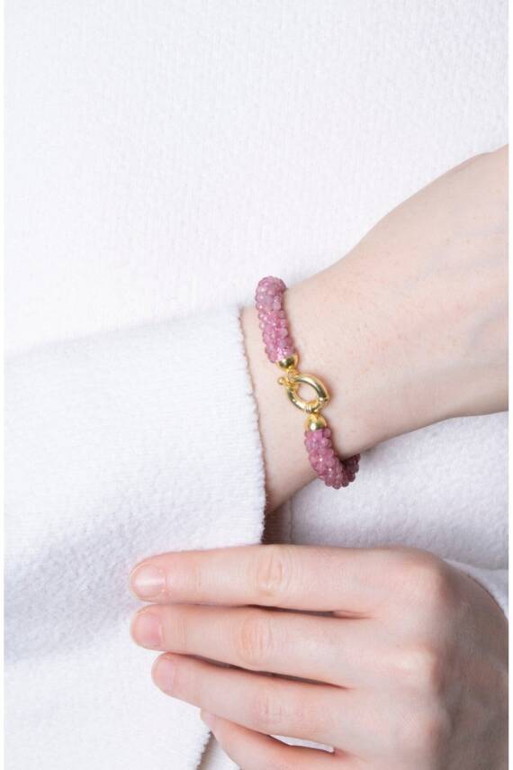 Sertifikalı El İşçiliği Örme Turmalin Gümüş Kapama Bileklik (SK:418) - 5