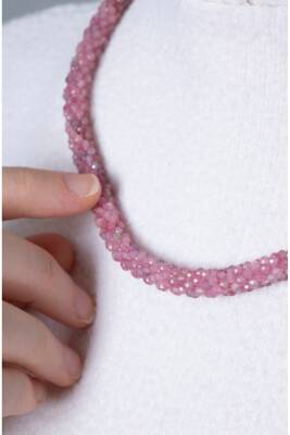 Sertifikalı El İşçiliği Örme Turmalin Gümüş Kapama Kolye (SK:417) - 2