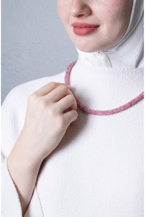 Sertifikalı El İşçiliği Örme Turmalin Gümüş Kapama Kolye (SK:417) - 4