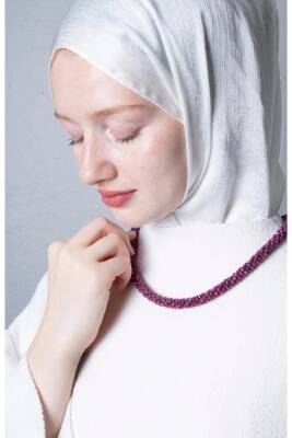 Sertifikalı El İşçiliği Örme Yakut Gümüş Kapama Kolye (SK:419) - 2