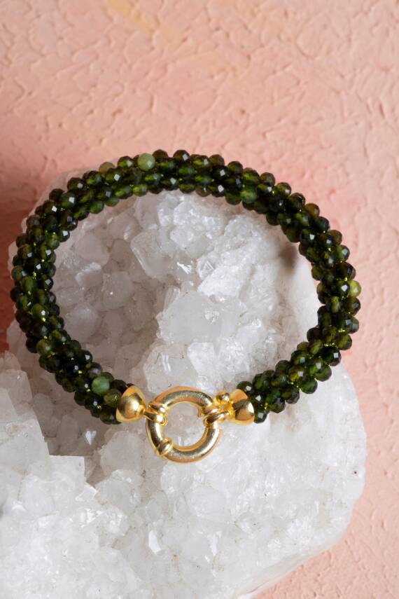 Sertifikalı El İşçiliği Örme Yeşim Gümüş Kapama Bileklik (SK:129) - 3