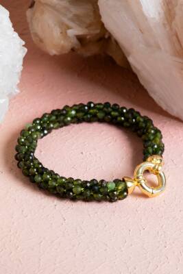 Sertifikalı El İşçiliği Örme Yeşim Gümüş Kapama Bileklik (SK:129) - 4