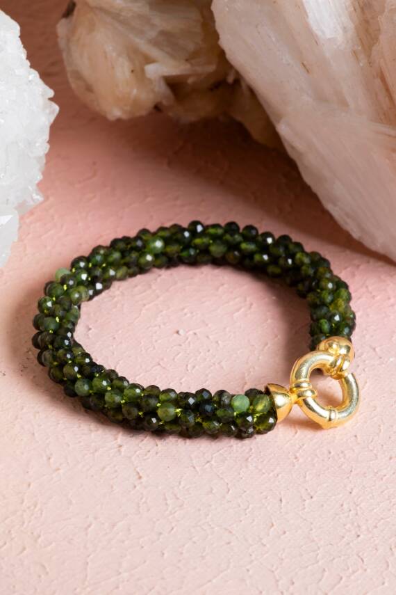 Sertifikalı El İşçiliği Örme Yeşim Gümüş Kapama Bileklik (SK:129) - 4