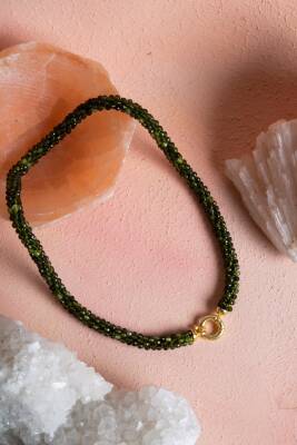 Sertifikalı El İşçiliği Örme Yeşim Gümüş Kapama Kolye (SK:127) - Osmanlı Doğal Taş