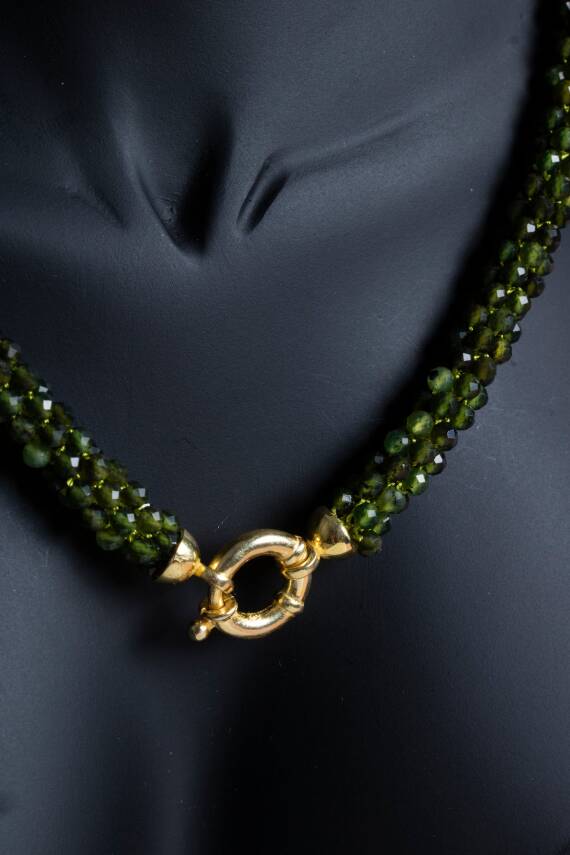 Sertifikalı El İşçiliği Örme Yeşim Gümüş Kapama Kolye (SK:127) - 2