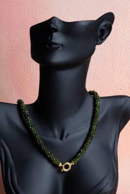 Sertifikalı El İşçiliği Örme Yeşim Gümüş Kapama Kolye (SK:127) - 3