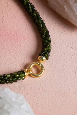 Sertifikalı El İşçiliği Örme Yeşim Gümüş Kapama Kolye (SK:127) - 5