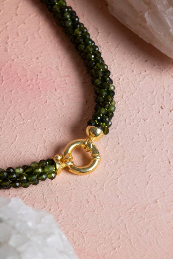 Sertifikalı El İşçiliği Örme Yeşim Gümüş Kapama Kolye (SK:127) - 5